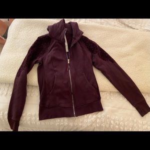 Lululemon Maroon Velvet Embroidered Zip-Up Jacket